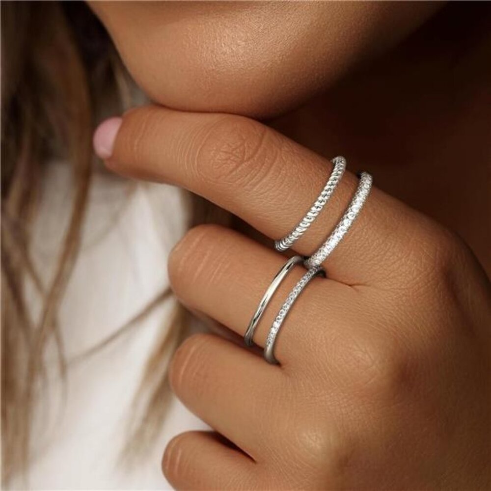 Stackable Silver Rings For Women Stackable Thin R… - image 2